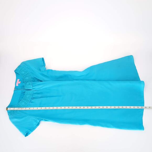 Lilly Pulitzer Blue Kathleen Silk Short Sleeved Lined Shift Mini Dress - Size S - Picture 11 of 11